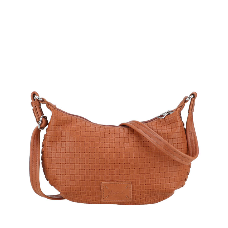 Sac bandoulière demi-lune Léoun cuir tressé